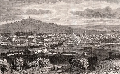 Vesoul - commune du Grand Est de la France, préfecture du département de la Haute-Saône dans la région de Bourgogne-Franche-Comté - gravure dans « France illustrée : géographie, histoire, administration statistique » par V.-A. Malte-Brun. 1884