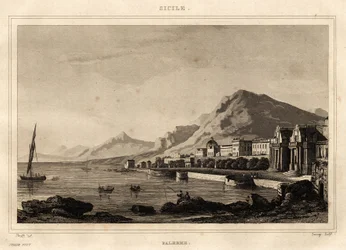 Vue de Palerme, Sicile, gravure par Storelli, dans « L