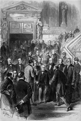 Guerre de 1870 : le président du Conseil Adolphe Thiers (1797-1877) reçut les félicitations des députés à sa sortie de l