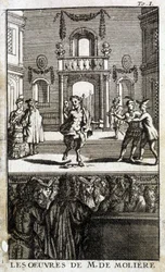 Faune et personnages sur scène avec public