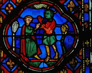 Fenêtre Ew-R représentant Théophile avec un diable
