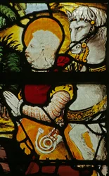 Vitrail représentant la vision de Saint Eustache (détail)