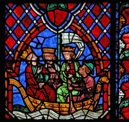 Fenêtre w01 représentant le départ des Mages de la Nativité
