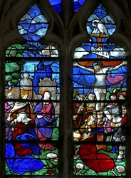 Fenêtre w0 représentant la Crucifixion avec les 3 Maries