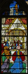 Une scène de la vie de Saint Thomas : Saint Thomas en prison est visité par la princesse Migdomie; verre vénitien