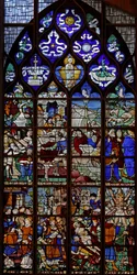 Fenêtre w13 représentant le martyre de Saint Vincent ; la Litanie de la Vierge dans les lumières du réseau