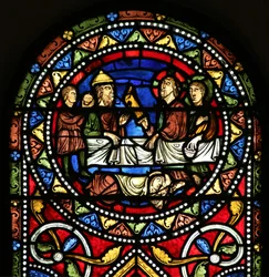 Fenêtre w13 - La charité de Saint Nicolas. Il paie pour que les filles d
