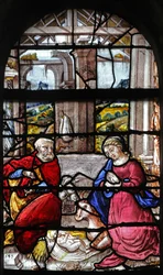 Vitrail w16 représentant la Nativité