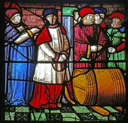 Fenêtre w19 représentant la Vie de Saint Remi. le miracle du vin à Cernay