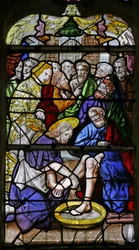 Fenêtre w1 représentant le Christ lavant les pieds de ses disciples
