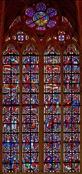 Vitrail w209 représentant des scènes de la vie de Saint Nicolas
