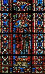 Scène de la vie de Sainte Hélène : la reine Gratulie de Corinthe reçoit son médecin