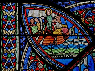 Scène de la vie de Saint Eustache : il part avec sa famille pour l