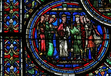 Fenêtre w23 représentant Saint Thomas Becket avec Henri II et Louis VII