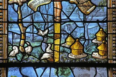 Scènes champêtres inspirées de Virgile sous le Christ en croix