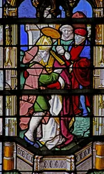 Fenêtre w27 représentant Saint Martin embrasse un lépreux