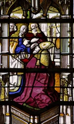 Fenêtre w27 représentant la Vierge Marie apparaît à Saint Martin