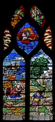 Vitrail w2 représentant Abraham et Isaac : l