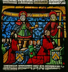 Donateurs - Henriette de Mauroy et Simon Liboron avec leurs enfants et saints patrons Saint Henri et Simon de Cyrène