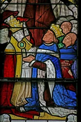 Fenêtre w4 représentant le Pape Paul II et le Roi Louis XI