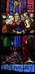 Fenêtre w9 représentant des scènes de la vie de Saint Crépin et Saint Crépinien