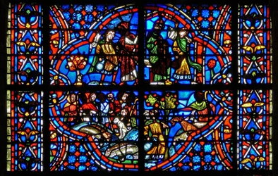 Fenêtre w9 représentant des scènes de l