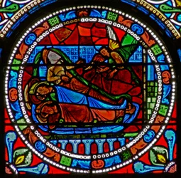Fenêtre wXVII représentant les Mages avertis en rêve