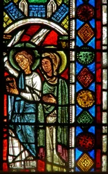Fenêtre wXX représentant un ange et un saint