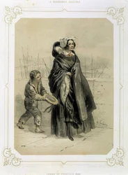 Femme de Granville et jeune mendiant - dans « Normandie illustrée »