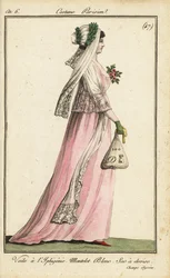 Femme avec sac à rébus sur les Champs-Élysées