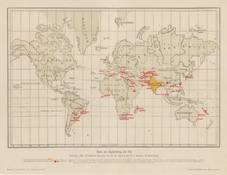 Carte du monde montrant la propagation de la peste