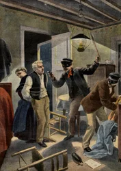 Banditisme - Un couple âgé volé par des intrus masqués chez eux dans le Gers, France. Illustration pour Le Petit Journal, 26 janvier 1902.