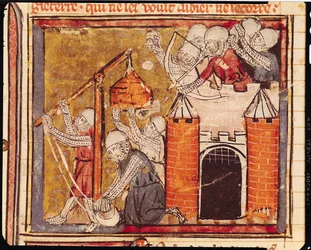 Siège du Château de Chinon, Grandes Chroniques de France, 1375-79