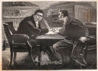 Monarchie de juillet - ministère des trois jours - entretien entre André Dupin (1783-1865) et Jean-Charles Persil (1785-1870) - 1834 - gravure