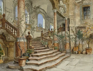Escalier en marbre du Palazzo Bonagia à Palerme