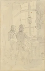 Deux hommes jouant du violon