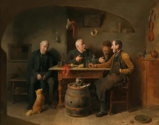 French : Quatre hommes dans une taverne A Tavern Scene