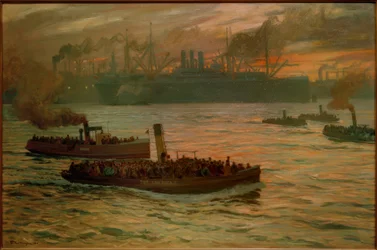 Fin de journée. Au port de Hambourg