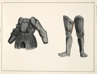 Armure, planche de A History of the Development and Customs of Chivalry, par Dr. Franz Kottenkamp, publié par Carl Hoffmann, 1842