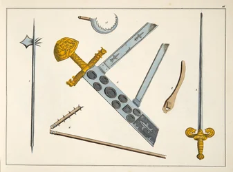 Lance à pointe, fléau et dusack, planche de 