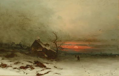 Retour à la maison au coucher du soleil