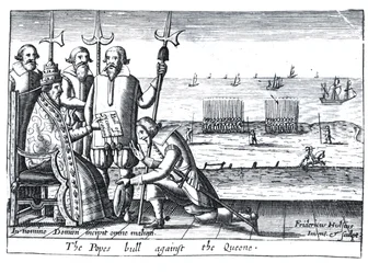 Bulle du pape contre la reine en 1570 (gravure)