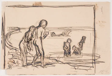 Enfants se baignant sur la plage