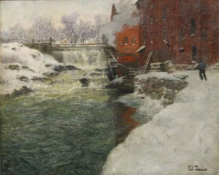Usine de toile par la rivière Aker Kristiania, vers 1890