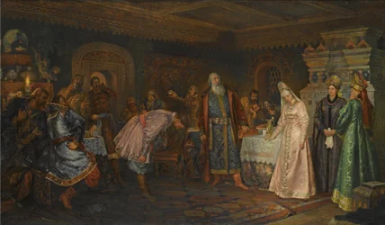 La Cérémonie du Baiser. Boyar Morozov, sa femme Yelena et le prince Serebrenni