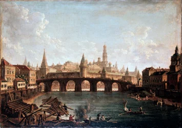 Vue depuis le Kremlin de Moscou et le Grand Pont de Pierre