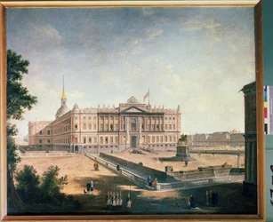 Vue du Palais Michel et de la place connétable à Saint-Pétersbourg