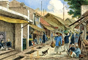 Artisans dans un village annamite, vers 1900 (illustration)