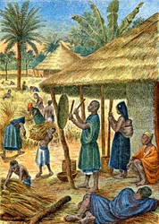 Village au Soudan, vers 1900-1910 (illustration)