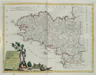 Golfe de Bretagne, gravure par G. Zuliani tirée du Tome I du Nouvel Atlas publié à Venise en 1777 par Antonio Zatta, Collection Privée